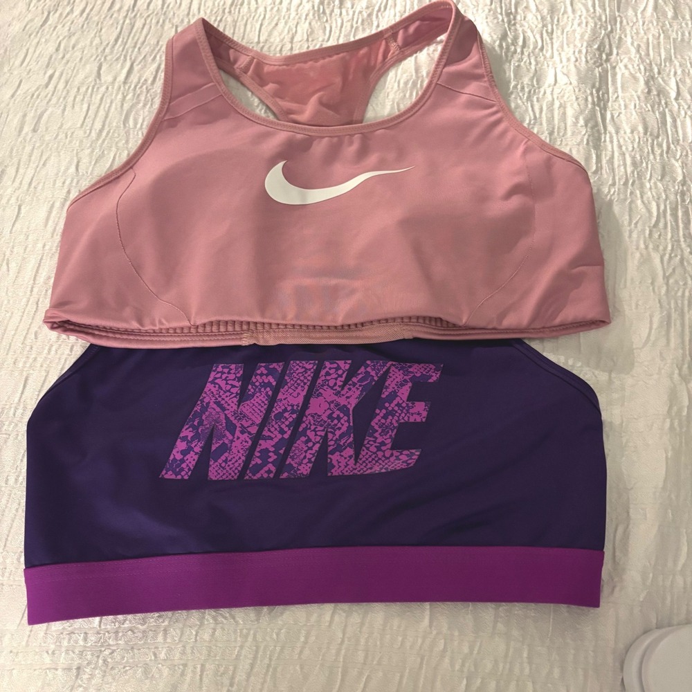 Nike Pro Dri-FIT Graphic Racerback Sports Bras Set of 2 Pink Purple Activewear
